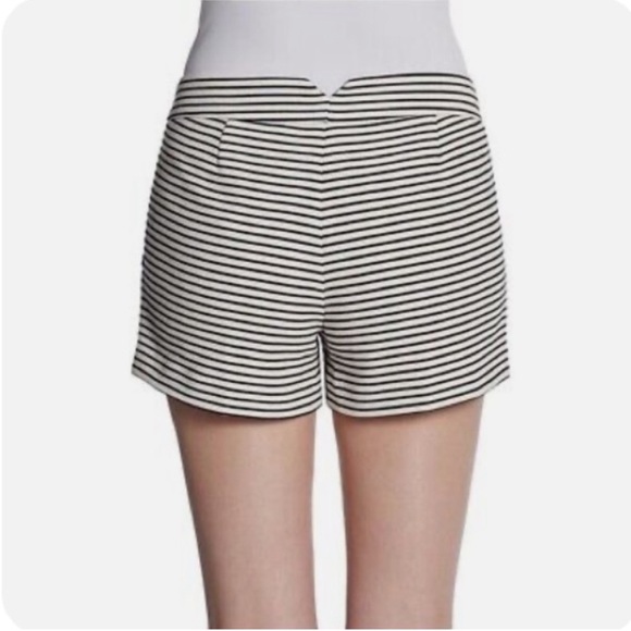 BCBGMaxAzria PIA Black White Striped Mid Rise Soft Ribbed Dress Shorts - Picture 2 of 8
